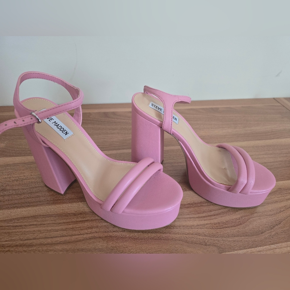 Steve Madden Pink Platform Block Heel Sandals